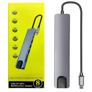 USB C To HDTV Ports: 1- HDTV: 4K*2K(3840X2160), Compatible with 1080p 720p etc. 2- USB*2 3- USB C port 1: PD, 20V@5A, Support MAX 100W power Adapter(input). 4- USB C Port 2 5- USB C male: compatible with thunderpolt3 6- RJ45: Adaptive 10/100/1000 Mbps Ethernet 7- SD/TF Card Reader Supported Systems: Windows / Mac OS/ Android